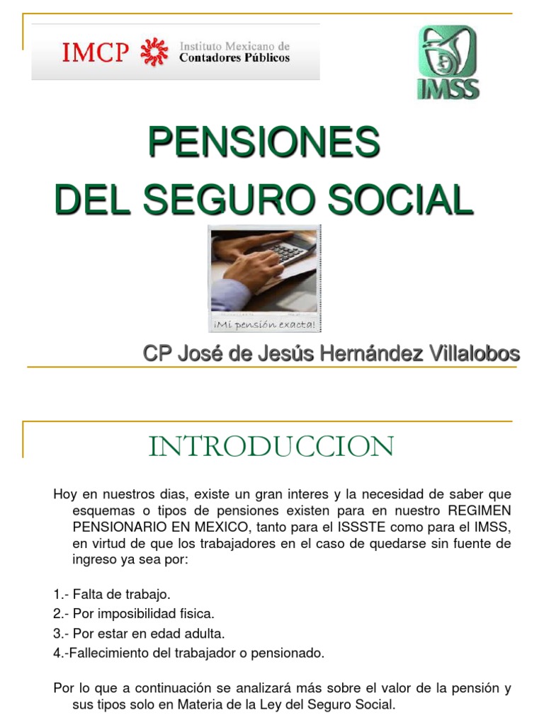 Tipos de Pensiones en el IMSS | PDF | Pensión | Salario mínimo