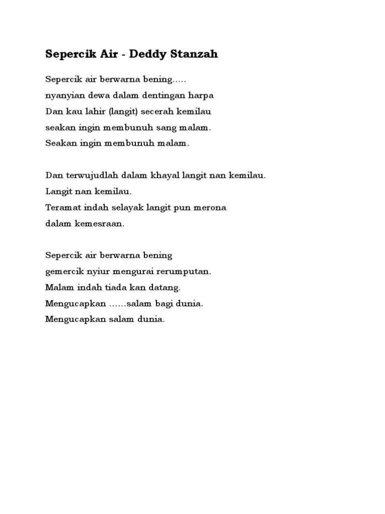 Lirik Sepercik Air Pdf