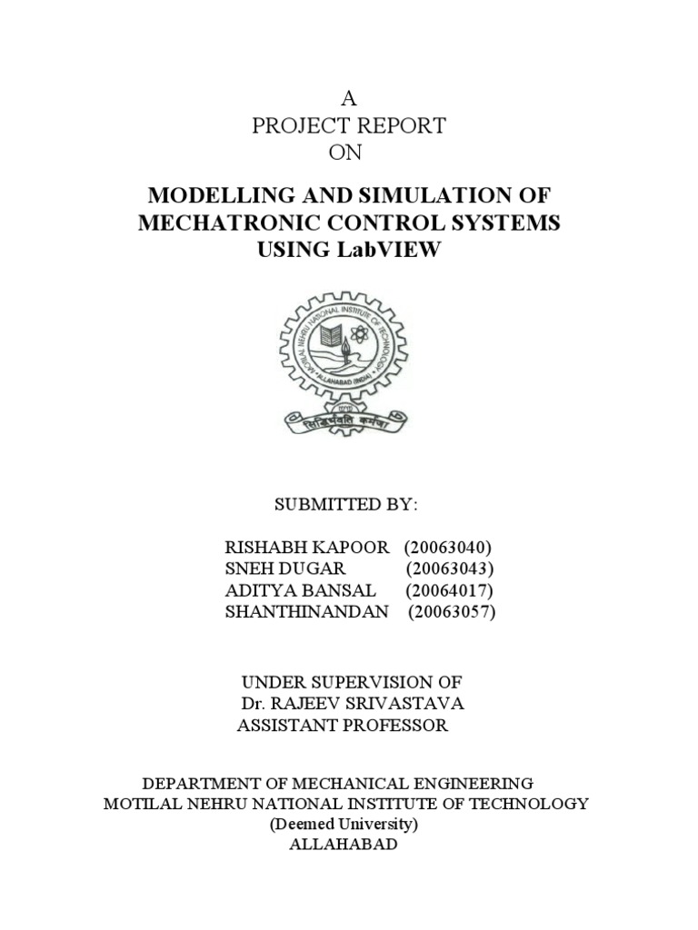 Modelling and Simulation of Mechatronic Control Systems Using Labview ...