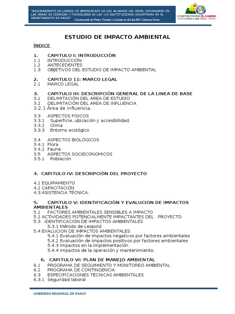 Estudio de Impacto Ambiental | PDF | Evaluación de impacto ambiental ...