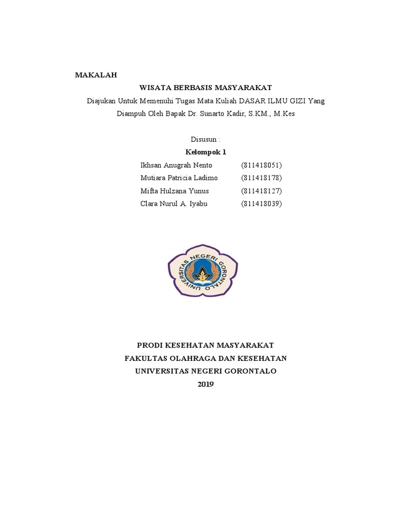 Makalah Wisata Berbasis Masyarakat | Pdf