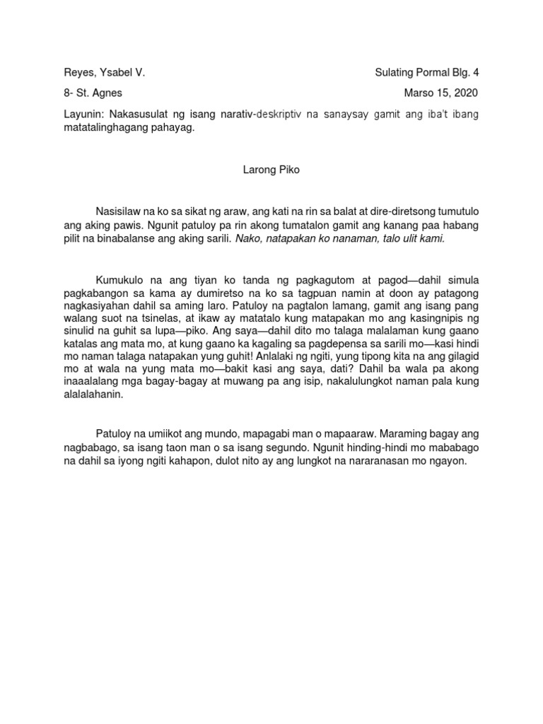 Sulating Pormal Blg. 4 | PDF
