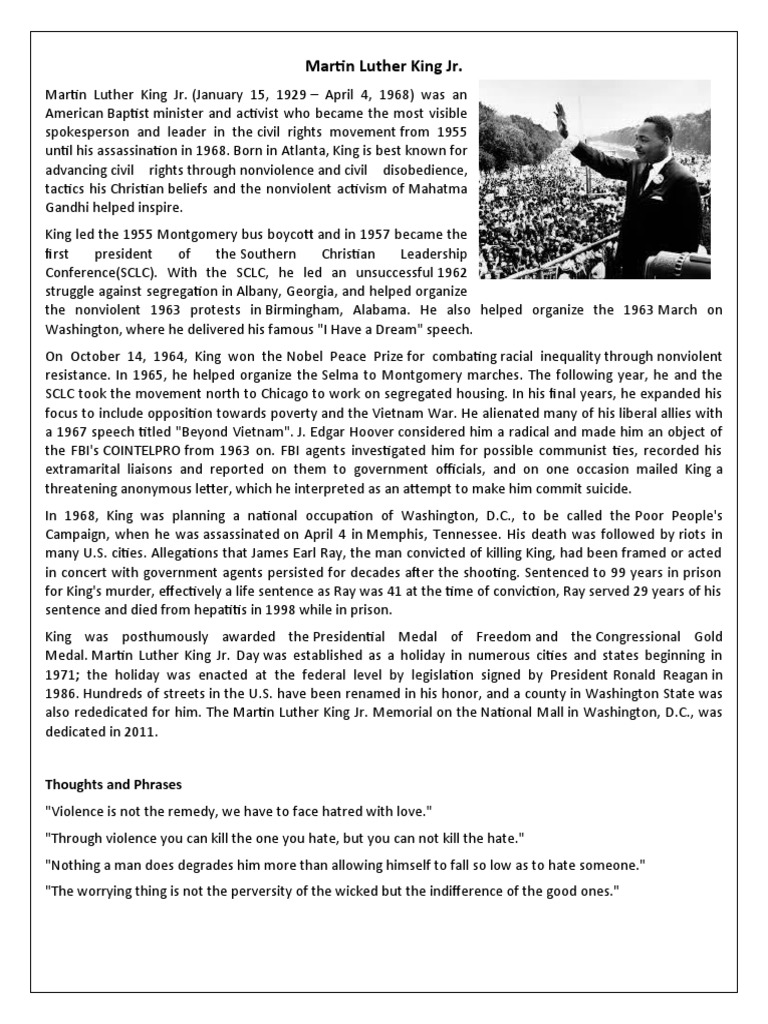 Martin Luther King JR | PDF | Martin Luther King Jr. | Activism