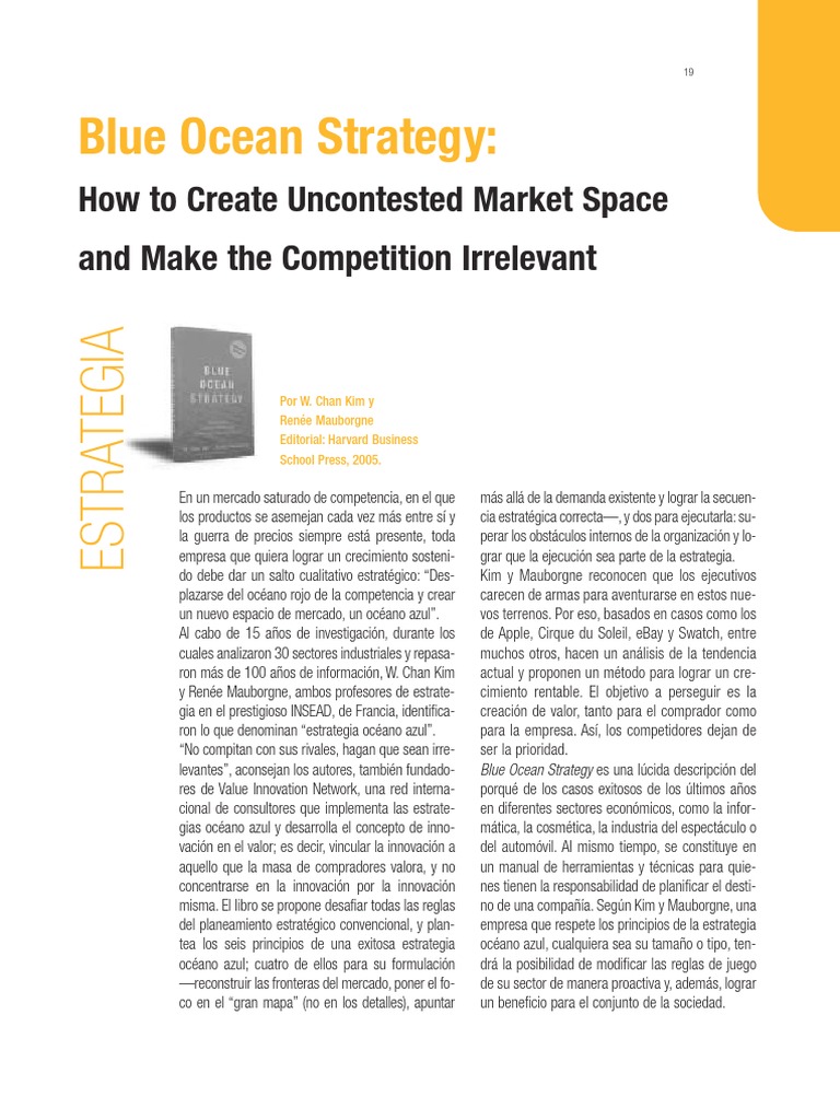 07 BLUE OCEAN Book Summary PDF Oferta (economía) Mercado (economía)