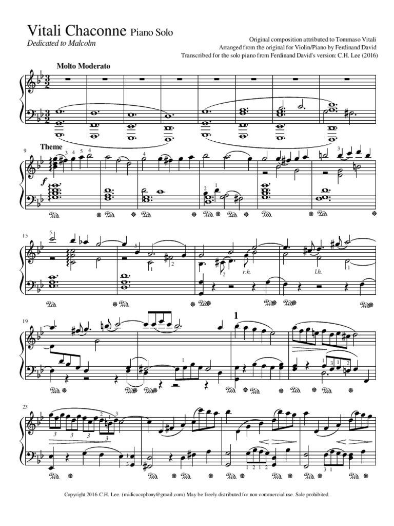 Vitali Chaconne Piano Solo | PDF