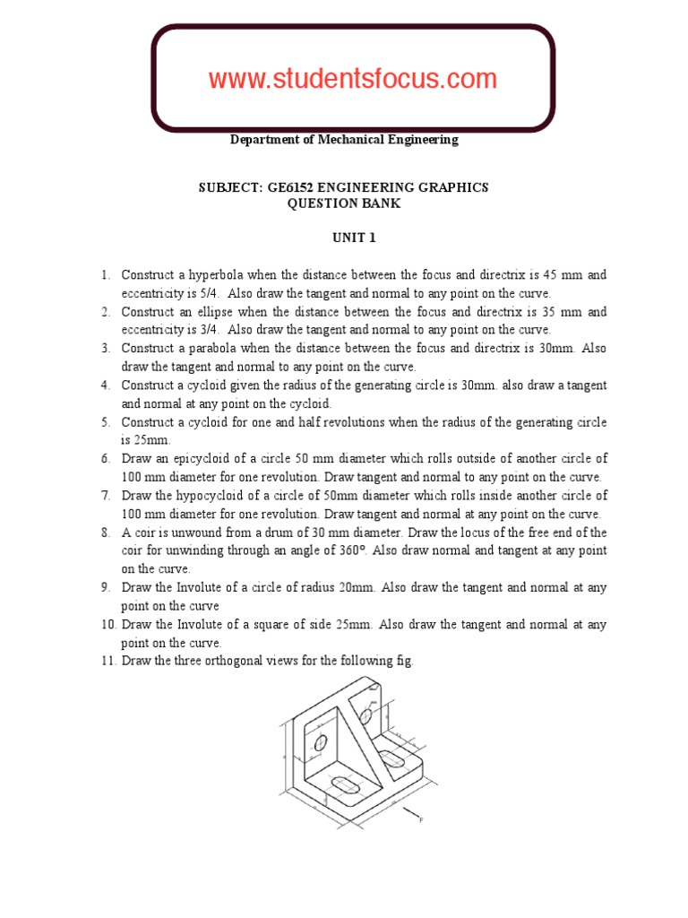 Ge6152 Engineering Graphics Pdf Pdf Elementary Geometry Geometric