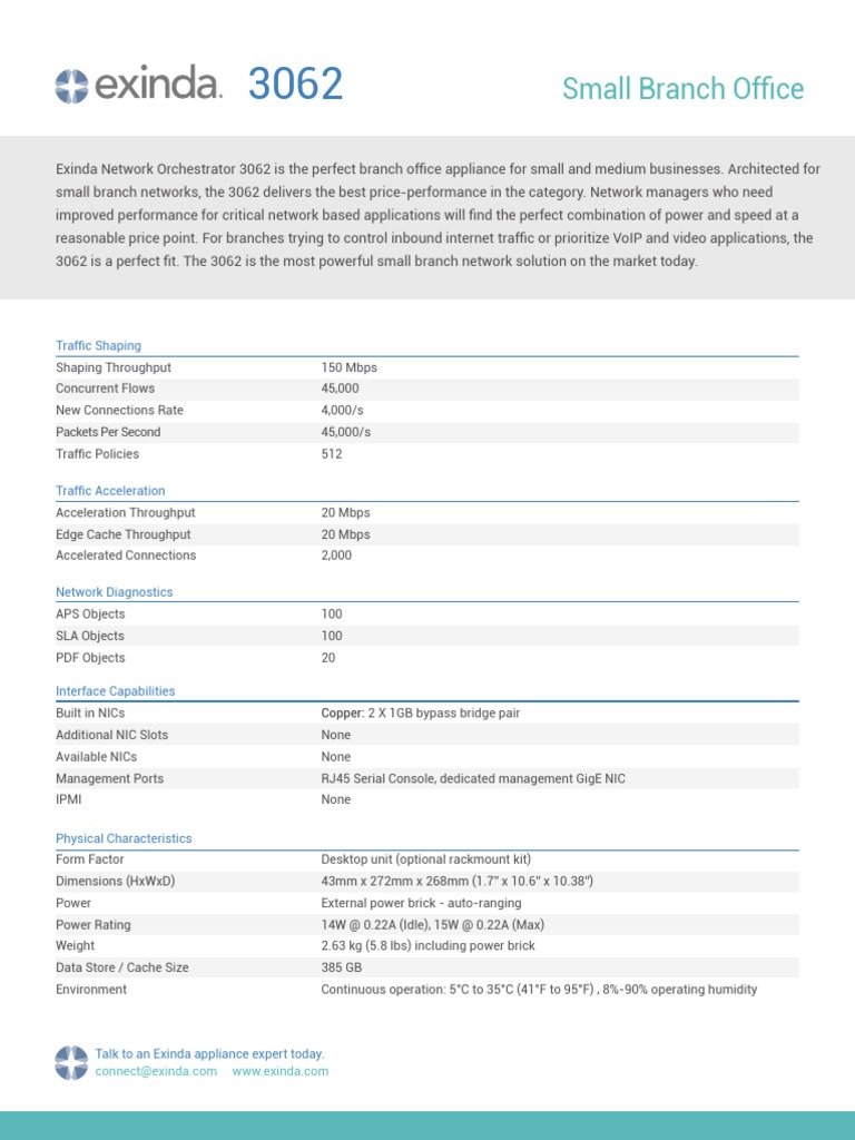 Exinda Network Orchestrator 3062 Overview | PDF