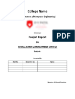 RESTAURANT MANAGEMENT SYSTEM Project Report