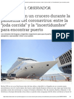 Uruguayos en Un Crucero Durante La Pandemia Del Coronavirus - Entre La "Joda Corrida" y La "Incertidumbre" para Encontrar Puerto