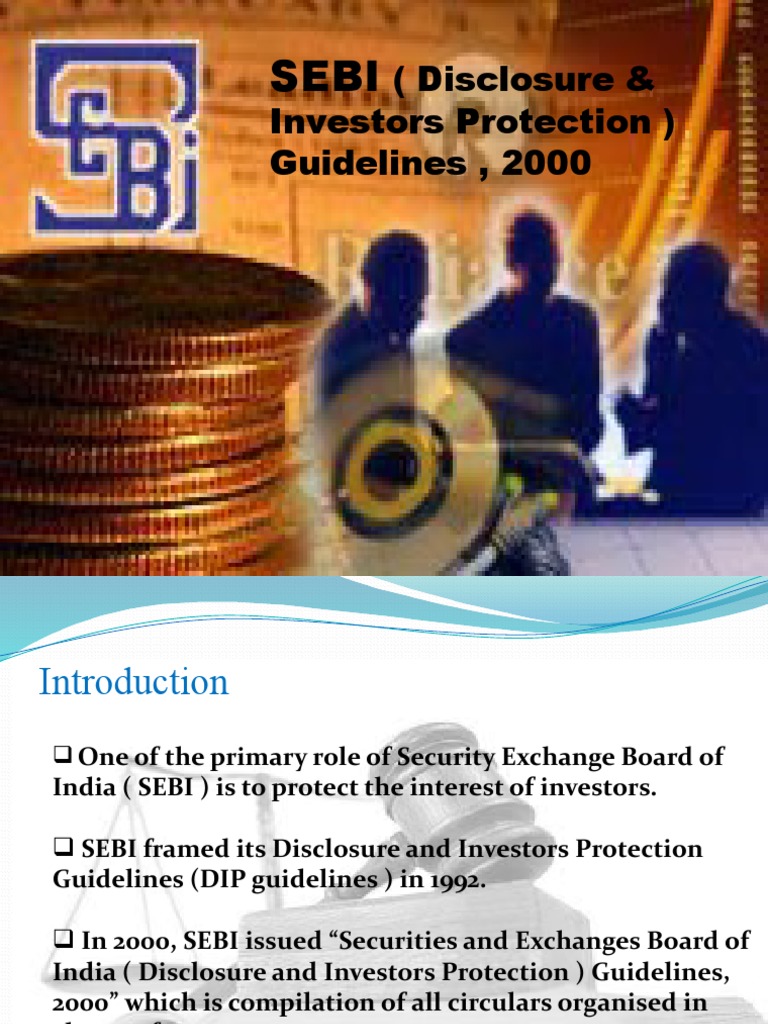 SEBI Disclosure & Investor Protection Guidelines | PDF | Securities ...
