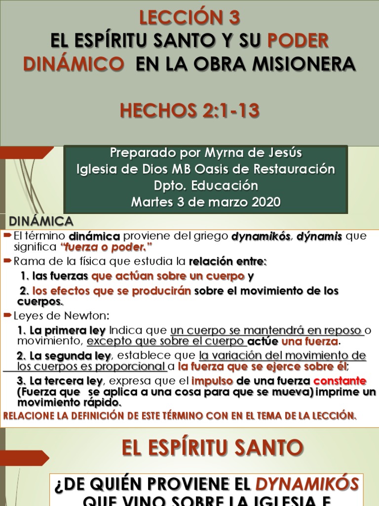 El Espíritu Santo y Su Poder en La Obra Misionera | PDF | Pentecostés ...
