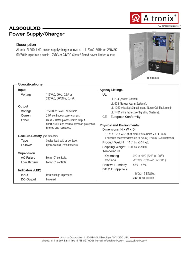 Altronix AL300ULXD Power Supply Overview | PDF | Power Supply ...
