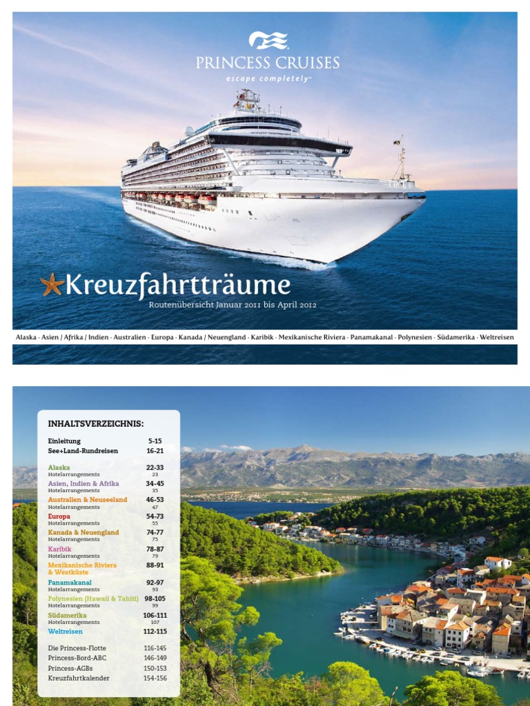 Princess Cruises Deutschland Routenübersicht Januar 2011