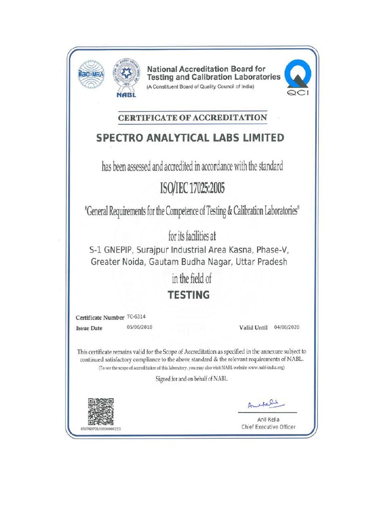 Fire - NABL Certificate & Scope (SALL) | PDF