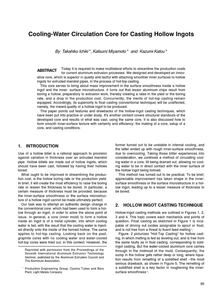 Hollow Ingot Casting with Water Core | PDF | Ingot | Casting (Metalworking)