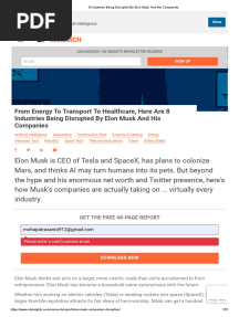 8 Industries Being Disrupted by Elon Musk and His Companies PDF