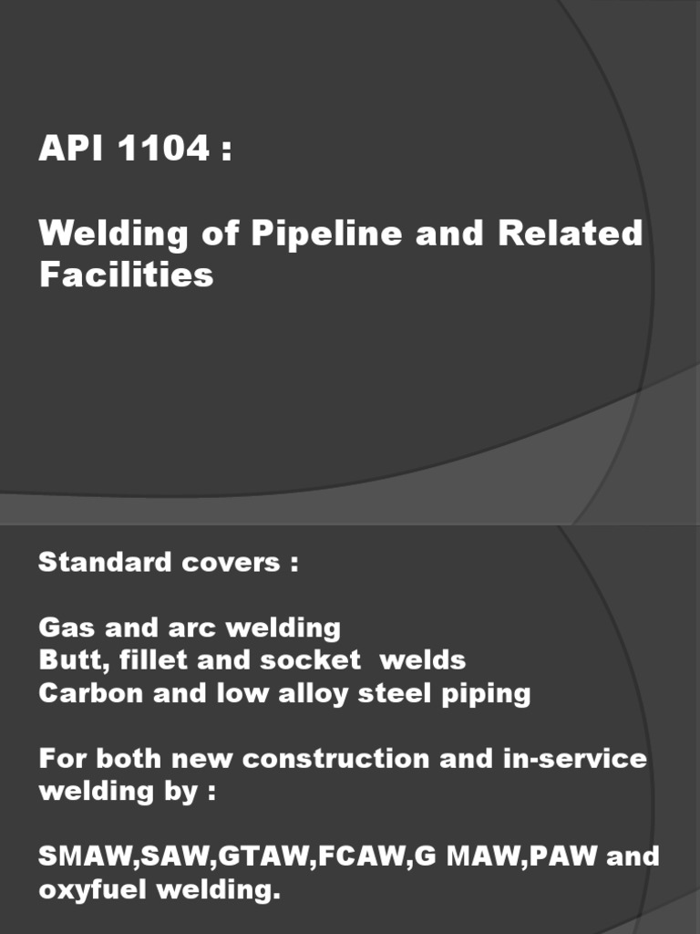 Api 1104 | PDF | Welding | Construction