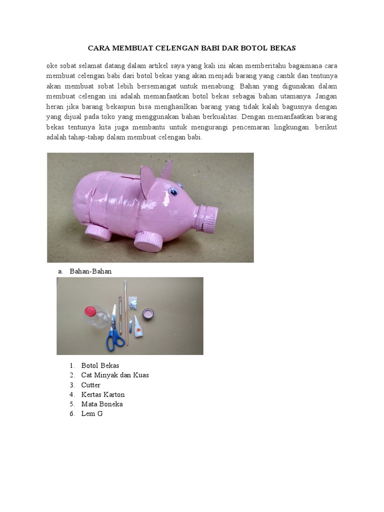 Cara Membuat Celengan Babi Dar Botol Bekas | PDF