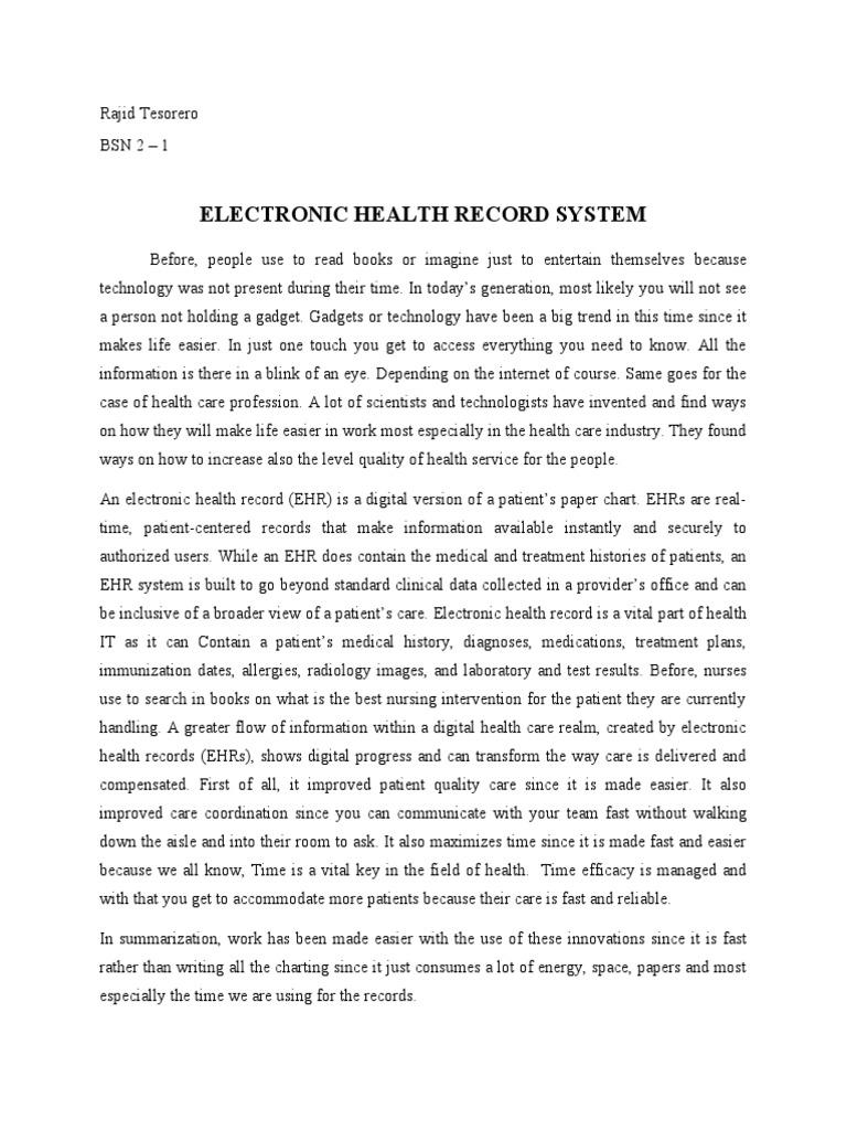 Electronic Health Record | PDF | Electronic Health Record | Health Care