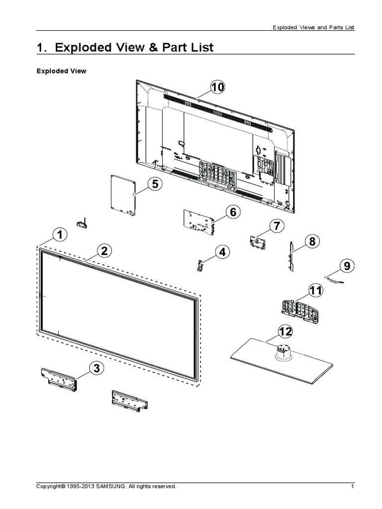 Exploded View Parts List (UE40F5370SSXZG) PDF | PDF | Electromagnetism ...