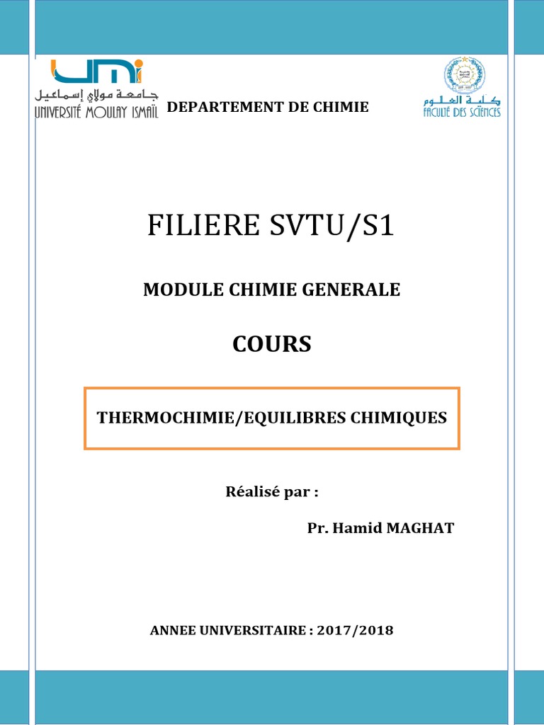 Thermochimie et Équilibres Chimiques | PDF | Équilibre chimique ...