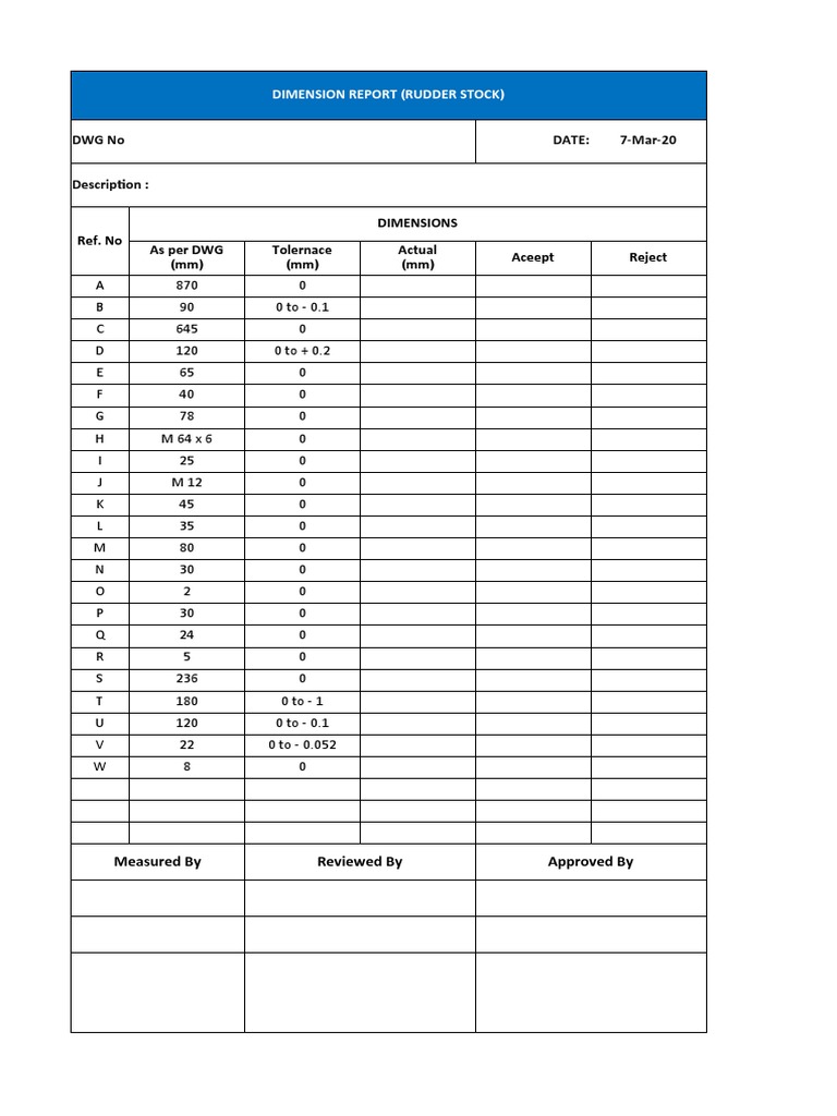 Dimensional Report | PDF