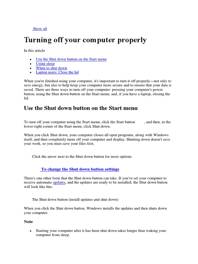 How To Shut Down Computer Pdf Pdf Computer Hardware Usb