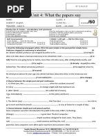 Test Unit 4 Mixed Past Tenses and Newspapers 2020