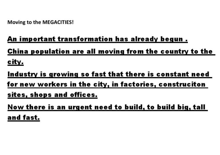 Moving To The MEGACITIES | PDF