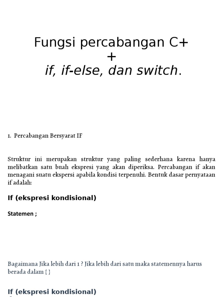 Fungsi Percabangan dalam C++ | PDF