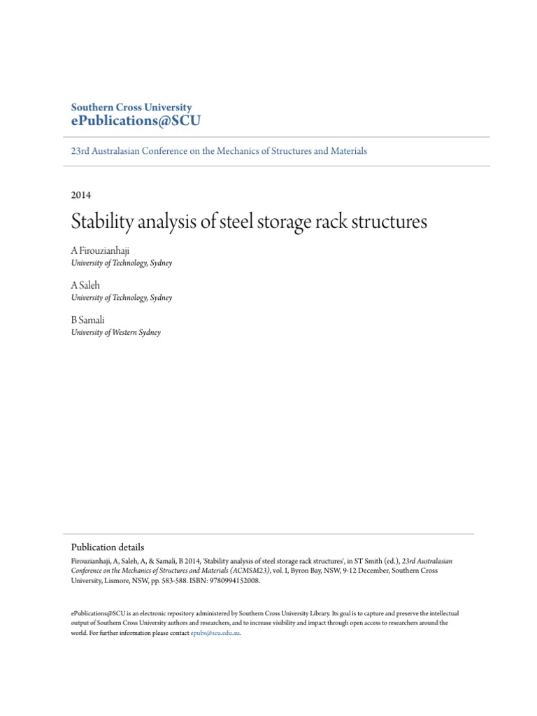 Stability Analysis of Steel Storage Rack Structures PDF | PDF ...