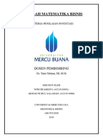 Tugas Matematika Bisnis - Kriteria Penilaian Investasi PDF