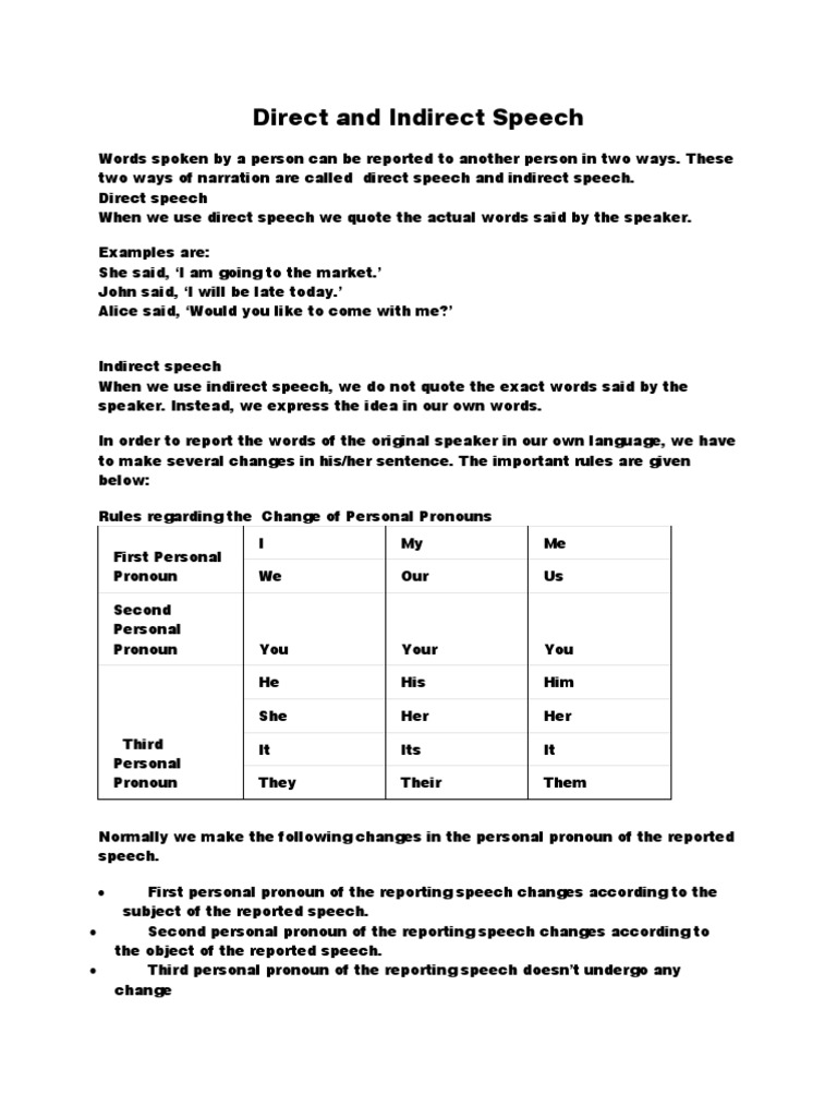Direct To Indirect Rules | PDF | Question | Grammatical Tense