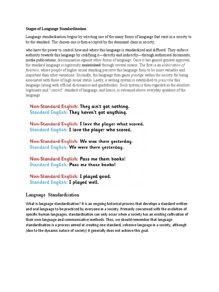 Understanding Language Standardisation Process | PDF | Language Arts ...