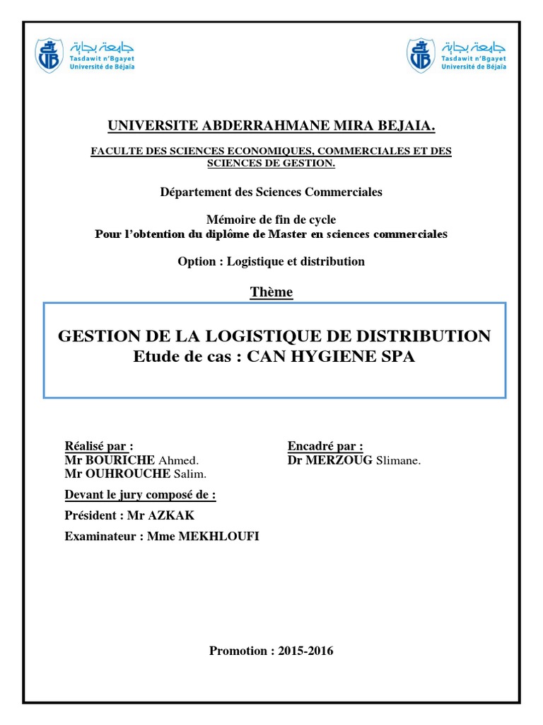 Ex Pfe Gestion de La Logistique de Distribution PDF Logistique