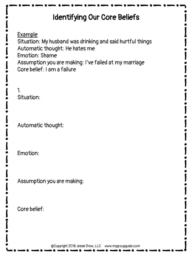 Cognitive Distortions Core Beliefs Handout 1 PDF PDF