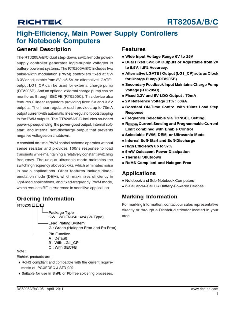 RT8205 PDF | PDF | Electronics | Electrical Engineering