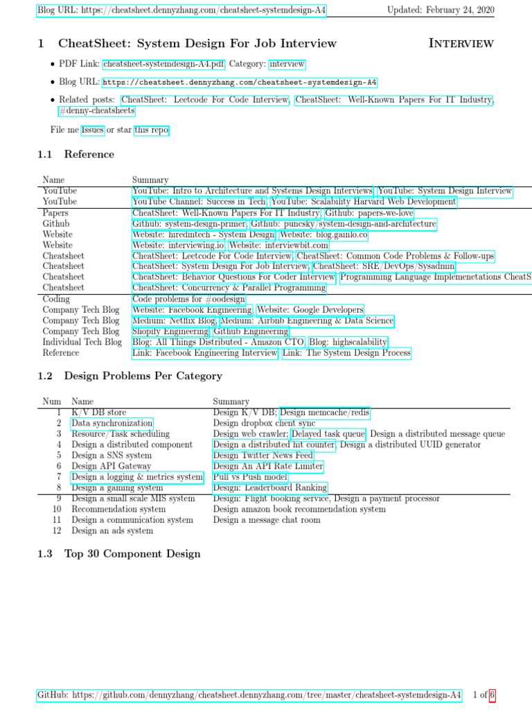 System Design Interview Cheat Sheet | PDF | No Sql | Information ...