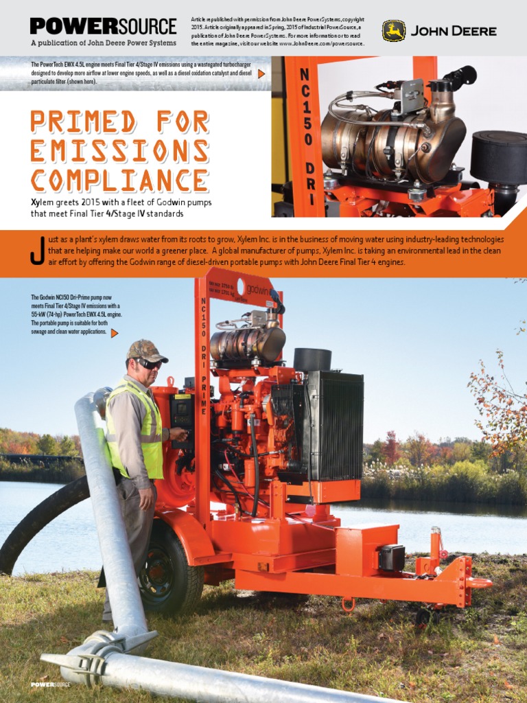 John Deere Powersource Tier 4 Engines On Godwin Pumps PDF PDF Pump Engines