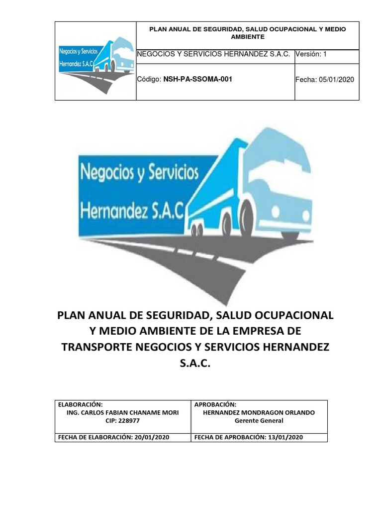 Plan Anual de Ssoma NSH Sac PDF | PDF | Seguridad | Seguridad y salud ...