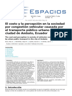 5 El Costo y La Percepción en La Sociedad Por Congestión Vehicular Causada Por El Transporte Público Urbano en La Ciudad de Ambato, Ecuador