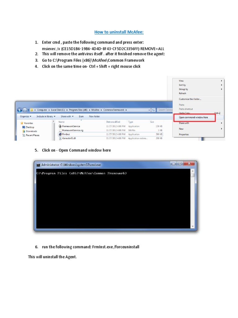 Uninstalling McAfee via Command Line | PDF | Business | Computers