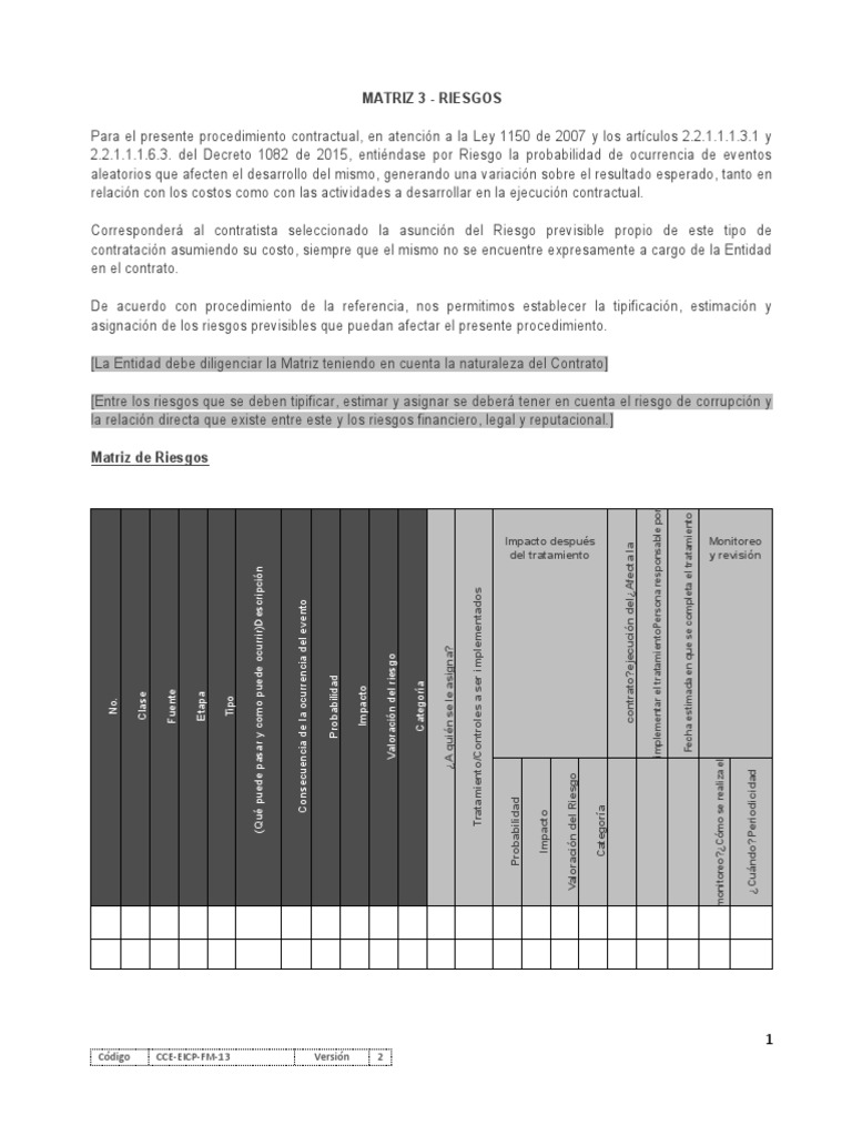 Matriz de Riesgos en Contratación Pública | PDF | Riesgo | Probabilidad