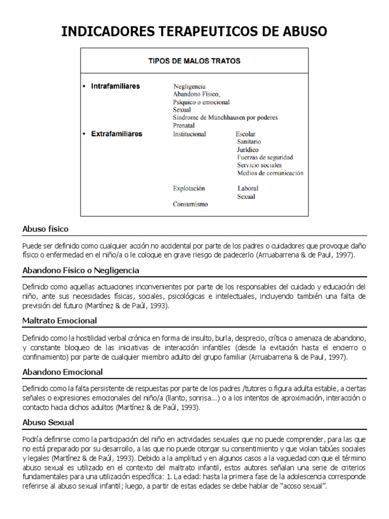Indicadores de Abuso y Maltrato | PDF | Abuso infantil | Abuso sexual