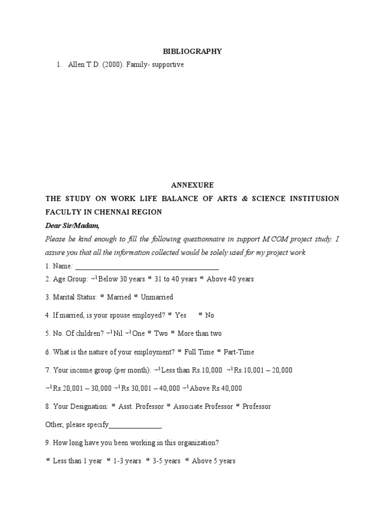 ANNEXURE Javeed | PDF | Work–Life Balance | Working Conditions