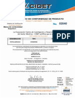 Certificado PortaLamparas C-017