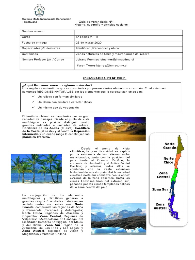 Relieve y Zonas Naturales de Chile | PDF | Andes | Chile