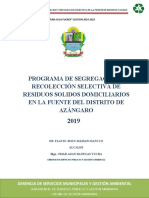 PROGRAMA DE SEGREGACION Y RECOLECCION SELECTIVA DE RESIDUOS SOLIDOS EN LA FUENTE DEL DISTRO DE AZANGARO (Autoguardado)