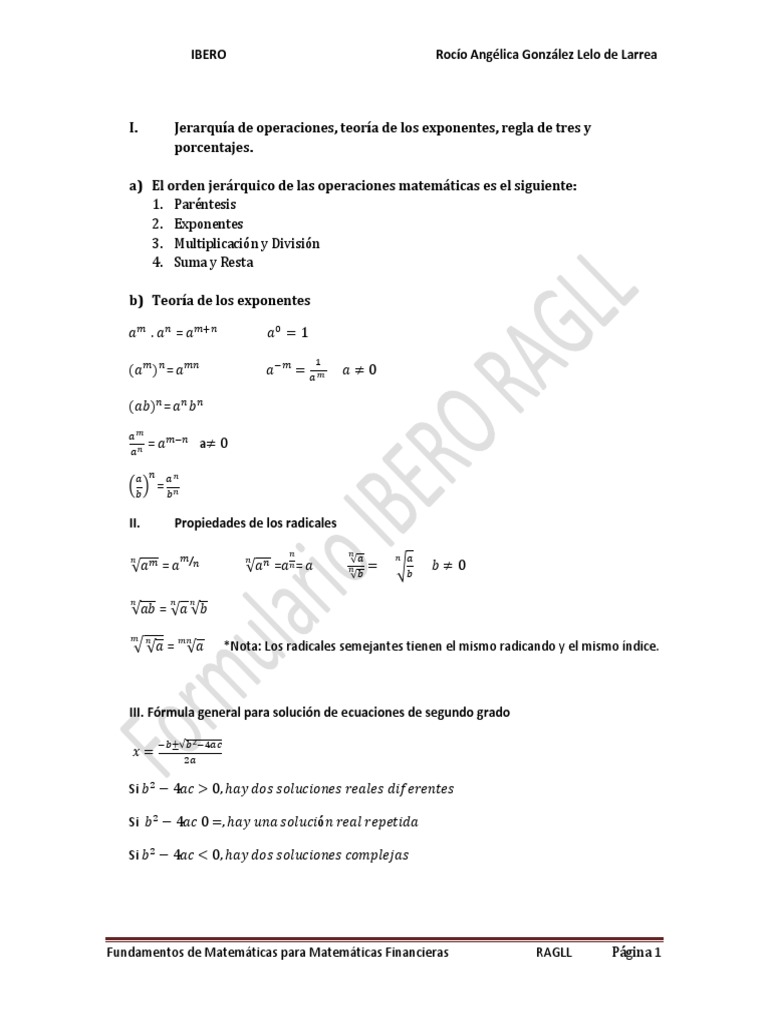 Formulario Básico Mate Fin PDF | PDF | Informática