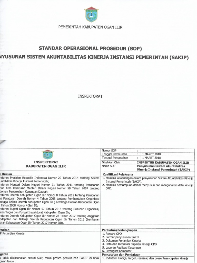 1 Sop Penyusunan Sakip Pdf Pdf